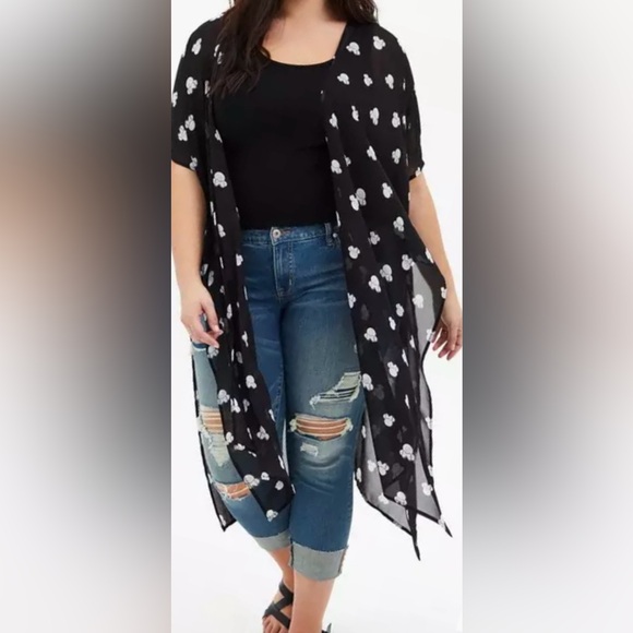 Torrid Disney Minnie Mouse Black Duster Kimono Size 5/6 - Picture 5 of 10